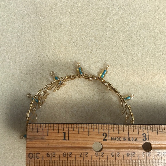 Handmade Plated Copper Wire Bracelet Dangly Beads - Picture 4 of 6